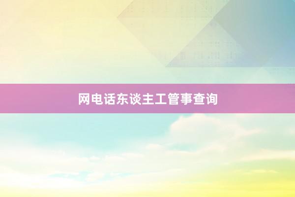 网电话东谈主工管事查询