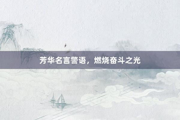 芳华名言警语，燃烧奋斗之光